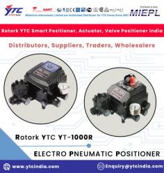 YT-1000R series can have options of position transmitter (PTM), which outputs 4-20mA, and/or limit switch (L/S). - It is designed for high durability and performance in high vibration environment. - Durability has proven after testing of 1 million times minimum. - Response time is very short and accurate. - Simple part change can set 1/2 Split Range. - It is economical due to less air-consumption. - Direct/Reverse action can be set easily. - Zero & Span adjustment process is simply. - Feedback Connection is easy.

(ELECTRO PNEUMATIC POSITIONER)- Electro Pneumatic Rotary Positioner, YT-1050 ELECTRO PNEUMATIC POSITIONER, YT-1000R ELECTRO PNEUMATIC POSITIONER, YT-1000L ELECTRO PNEUMATIC POSITIONER, YT-1200L PNEUMATIC POSITIONER, YT-1200R PNEUMATIC POSITIONER, PNEUMATIC POSITIONER, ELECTRO PNEUMATIC POSITIONER, Rotork YTC Pneumatic Positioner, Rotork YTC Electro Pneumatic Positioner, Electro Pneumatic Valves, Electro Pneumatic Control Valves, Pneumatic Valve Actuator, Pneumatic To Electric Converter, Electro Pneumatic Relay

Rotork YTC Smart Positioner, Electro Pneumatic Positioner, Volume Booster, Lock Up Valve, Solenoid Valve, Position Transmitter, I/P Converter Distributors, Suppliers, Traders, Wholesalers India

For any Enquiry Call Us: +91-11-2201-4325, Email at : Enquiry@ytcindia.com, Our Website :- www.ytcindia.com