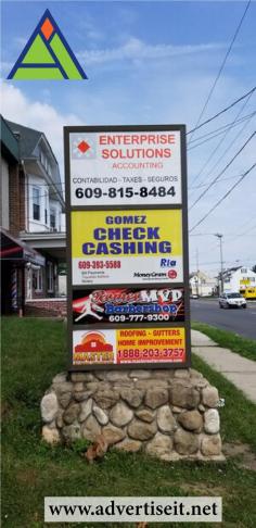 Best Sign Company in New Jersey | Advertise IT
We are professionals with over ten years of signage experience. It includes measuring, designing & installing commercial signs. Business signs let people know they’re in the right place. More importantly, if the sign maker has put the quality of the production center in their thinking, Digital Signage Service in NJ can create a great first impression of your business before a single door has been open or a greeting made. For more information, contact us at (609)496-1495 or visit our website: https://advertiseit.net/signs