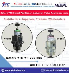 Rotork YTC YT-200(YT-205) receives main air pressure and supplies to the desirable level pressure to a positioner or other devices. 

• Maintains desirable pressure level, regardless of fluctuation of pressure input. 
• Aluminum body increases versatility of the product in different environments. 
• 5 micron filter sorts minuteness particles in the air. 
• Relief function is available which discharges to atmosphere if the outlet pressure is higher than setting pressure.

Rotork YTC Smart Positioner, Electro Pneumatic Positioner, Volume Booster, Lock Up Valve, Solenoid Valve, Position Transmitter, I/P Converter Distributors, Suppliers, Traders, Wholesalers India

For any Enquiry Call Us: +91-11-2201-4325, Email at : Enquiry@ytcindia.com, Our Website :- www.ytcindia.com
