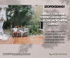 Trust Stop Digging for Repile nz foundation

The best way to create a shallow repile foundation for houses is using ground screws. They exceed requirements of the Building Code in NZ for Durability, so you can rest assured you never regret investing in them. Designed to minimize waste and environmental impact, ground screws can create a stable foundation ready in a fraction of the time. Both public and private clients can count on us because we can handle projects of any size. Whether you need to build wooden decks, fences, pergola NZ, or larger structure like houses, cabins, and offices Stop Digging’s ground screws are ideal for each project! 