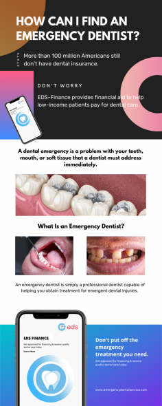 You can find dentists at websites such as Emergency Dental Service, which have listings where you can enter your zip code and find nearby dentists with specialties in dental emergencies.