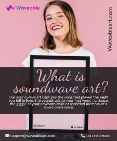 Unique and creative soundwave art gift for girlfriend

Do you want to make your loved one feel special? If yes, order soundwave art gift for girlfriend and see how happy she becomes. Our soundwave art gift for her is something she will never forget about. Hurry up to transform the unique audio from special moments into a beautiful fine art print.

