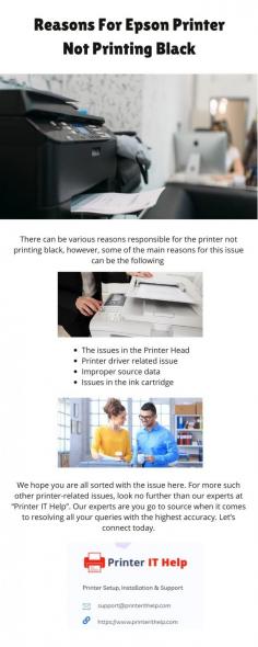 There can be various reasons responsible for the printer not printing black, however, some of the main reasons for this issue can be the following 