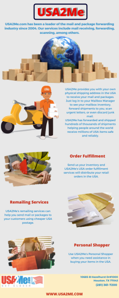 US International Mail Forwarding | USA2Me

Need your packages and mail forwarded to your personal USA Mailing Address? With US International Mail Forwarding, you can easily create a personal mailing address in the USA so you are able to receive, pick up, and ship packages all with one company. 

Visit website - https://www.usa2me.com/site/Mail_Forwarding_How_It_Works.aspx