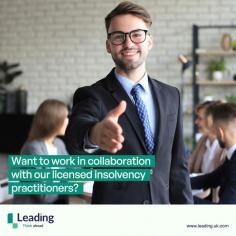 Want to work in collaboration with the licensed insolvency practitioners here at Leading for the benefit of your own clients? 
Send us a message on our website and we'll be in touch asap. www.leading.uk.com/contact/
Our offices are based in Borehamwood, Norwich, London and Nottingham. 


#InsolvencyPractice #Business #Insolvency #Administration