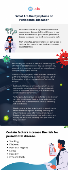 If you don‘t take good care of your teeth, they can fall out. Periodontal disease is caused by bacteria that are present in plaque on your teeth and the gums around them. Removing plaque daily with flossing and brushing will help prevent swelling, pain, and infections of the gums. If left untreated, periodontal disease can lead to tooth loss. Don't wait until it's too late! schedule an appointment with the nearest Emergency Dental Clinic and get rid of Periodontal disease.