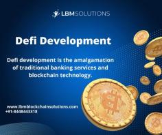 In simple terms, Defi development is the amalgamation of traditional banking services and blockchain technology. Mostly based on Ethereum, DeFi eliminates the involvement of intermediate throughout transactions and there is no central authority. Rather than having a credit card issuer or a bank become the middleman between the user and merchant while making a purchase, the user makes use of digital currency and gets complete ownership of it.

LBM Blockchain Solutions is known for delivering efficient Decentralized finance development services throughout Mohali. We are a top leading decentralized applications development Company in India. Check out the website to learn more.
Website: https://lbmblockchainsolutions.com/defi

