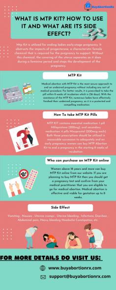 Mtp Kit is utilized for ending ladies early-stage pregnancy. It obstructs the impacts of progesterone, a characteristic female chemical that is required for the pregnancy to support. Without this chemical, the covering of the uterus separates as it does during a feminine period and stops the development of the pregnancy. 
