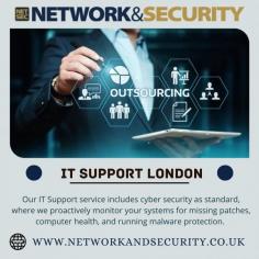 Our IT Support service includes cyber security as standard, where we proactively monitor your systems for missing patches, computer health, and running malware protection. 