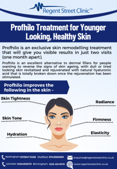 Profhilo treatment for younger-looking, healthy skin

Profhilo is an excellent alternative to dermal fillers for people wanting to reverse the signs of skin ageing, with dull or tired looking skin revitalised and rejuvenated with natural hyaluronic acid that is totally broken down once the rejuvenation has been stimulated.
Know more: https://www.regentstreetclinic.co.uk/profhilo/
