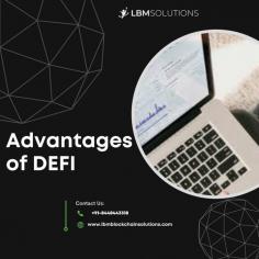 Advantages of DEFI Development 


1)Fully Automated
2)Intermediary
3)High-Tech Security 
4)Location Independent 
5)Highly Reliable
6)Flexible Strategy 

 LBM Blockchain Solutions is known for delivering efficient Decentralized finance development services throughout Mohali. We are a top leading decentralized applications development Company in India. Check out the website to learn more.|

Website: https://lbmblockchainsolutions.com/defi
