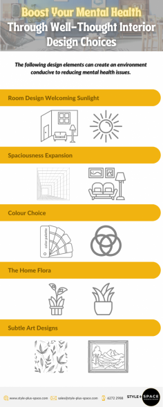 Experienced interior design company in Singapore recognise the effect of home design on mental health. This infographic will help you transform your spaces and elevate them to become liveable and new by engaging with our different interior design packages.