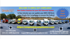 Simple DOT Compliance is part of Triesten Technologies LLC and we have established in the fields of electronic tolling, taxation, electronic logging solutions, education, healthcare, e-commerce, and consulting services to customers around the world. It is a web-based application, Providing two different ways to submit your MCS150 application. Your returns will be processed by the IRS within a few minutes at www.simpledotcompliance.com for just $39.95 only.

