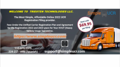 Simple Ucr is part of Triesten Technologies LLC and we have established in the fields of electronic tolling, taxation, electronic logging solutions, education, healthcare, e-commerce, and consulting services to customers around the world. www.simpleucr.com is a web based application that makes the UCR process simpler and convenient to register online applications. We can process your UCR application for a low fee of $69.95. 
