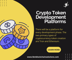 There will be a platform for every development phase. The two primary types of cryptocurrency token creation are Tron and Ethereum. Although there are many blockchains where a firm can create a token, Ethereum and Tron are the most reliable and practical ones.

LBM Blockchain Solutions is known for delivering efficient Crypto Token Development Company in India Check out the website to learn more.

Website: https://lbmblockchainsolutions.com/token
