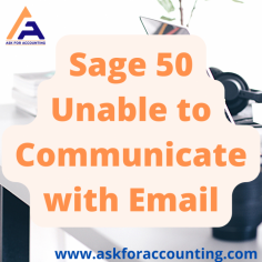 Sage 50 is experiencing an issue where it cannot communicate with email unable to send or receive emails. You need to update Sage 50 or ensure that the email program is MAPI compatible with Sage 50 https://www.askforaccounting.com/sage-50-cannot-communicate-with-your-email-program-what-to-do/