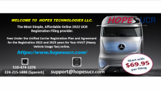 Hopes UCR is part of Hopes Technologies LLC and we have established in the fields of electronic tolling, taxation, electronic logging solutions, education, healthcare, e-commerce, and consulting services to customers around the world. We specialize in building effective long-term development teams for our customers, meeting technological and communication needs in multiple time zones. It is a web based application that makes the UCR process simpler and convenient to register an online UCR application for a low fee of $69.95.
