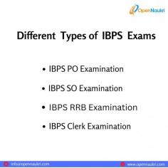 If you are thinking of getting a job in Public Sector Banks then you have to go through IBPS and State Bank of India exams. The total number of banks participating in the recruitment exam of IBPS are 11. The recruitment exams conducted by IBPS have become online since the end of 2000. The different types of recruitment exams conducted by IBPS are as follows: IBPS PO Examination, IBPS SO Examination, IBPS Clerk Examination and IBPS RRB Examination. To know more about different types of IBPS exams please visit here: https://www.opennaukri.com/different-types-of-ibps-exams-to-know-which-one-suits-you-the-most/