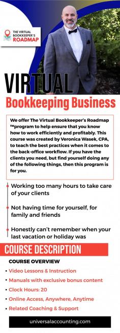 Instead of spinning your wheels and improvising your way through each new bookkeeping project, our resources will help you establish your bookkeeping workflows and provide essential tools for streamlining and managing your bookkeeping services, allowing you to run an efficient virtual bookkeeping business. In the virtual bookkeeping workflow, you'll find the Ideal business planning form, ideal client profile form, the ultimate tech stack, sample app workflow, client onboarding flowcharts, sample bookkeeping service packages & sample engagement letter, documents needed for monthly bookkeeping, recurring payment authorization form, monthly bookkeeping workflows overview & sample monthly bookkeeping calendar, and many more. Get started with virtual bookkeeping workflow by making the right move through Universal Accounting.   For more info visit here: https://universalaccounting.com/virtual-bookkeepers-roadmap/

