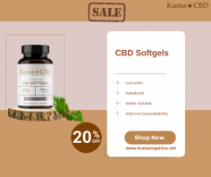 Get the best rates on CBD Oil Softgels from Kuma Organics while it lasts. Our CBD Oil Softgels have been specially formulated to produce the most bioavailable and effective concentrations of cannabidiol. Each softgel is made with proprietary nano-emulsion technology to improve bioavailability and results, as well as added melatonin and curcumin for additional health benefits. Everyday can help you get the results you're looking for with our Everyday formula. It's as easy to take as your morning coffee, with no upset stomach or jitters. Visit us today to get 20% off on all products.
