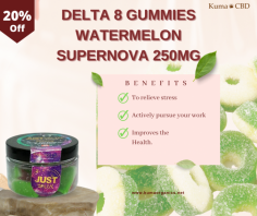 If you would like a special discount on our top-rated Delta 8 Gummies Watermelon Supernova 250mg product, please visit Kuma Organics. When you're feeling tired or overburdened by life, these mouthwatering, juicy watermelon-flavored gummies are the ideal stress reliever.