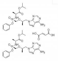 Product Name: Tenofovir Alafenamide Fumarate
Product Code: TY0048
Cas No.: 1392275-56-7
Molecular Formula :	2(C21H29N6O5P).C4H4O4
Molecular Weight :	1069.02
Synonyms: TAF,N-[(S)-[[(1R)-2-(6-Amino-9H-purin-9-yl)-1-methylethoxy]methyl]phenoxyphosphinyl]-L-alanine 1-methylethyl ester (2E)-2-butenedioate (2:1); GS 7340-03
https://www.tianpharm.com/product-detail/tenofovir-alafenamide-fumarate