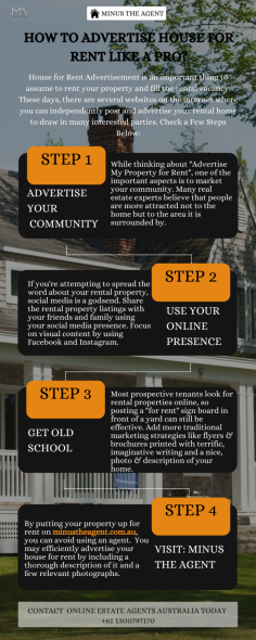 If you want to advertise your property for rent without including an agent, Minus The Agent is here to help you. Post your property listing on our website and get an instant response from potential buyers. Visit us at www.minustheagent.com.au/how-to-advertise-your-house-to-rent-like-a-pro to know more!