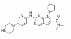 Product Name: Ribociclib
Product Code: TY0047
Cas No.: 1211441-98-3
Molecular Formula :	C23H30N8O
Molecular Weight : 434.54
Synonyms: LEE 011， 7-Cyclopentyl-N,N-dimethyl-2-[[5-(1-piperazinyl)-2-pyridinyl]amino]-7H-pyrrolo[2,3-d]pyrimidine-6-carboxamide
https://www.tianpharm.com/product-detail/ribociclib