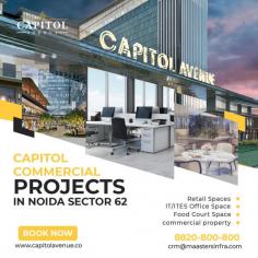 Capitol Avenue Noida is a Maasters Infra Noida LUXURY Project Office Space, Retail Shops, Food Court at Capitol Walk located at Sector 62 Noida very best accessible location, connected with NH24 Highway and Near to Noida Electronic City Metro Station Sector 63 Noida.

Capitol Avenue is located Noida 62 near the Metro Station, surrounded by more than 1000 acres of Commercial and Residential Development. Capitol Avenue Noida 62 is the most reputed Central Retail & Business Hub serving over 10 Lacs inhabitants expected to live in the vicinity and perhaps the most celebrated Business landmark of the locality.

Capitol Avenue is a Gold Classes Premium commercial project Developing by by Maasters Infra. It is located in Sector 62, Noida and a well-planned project. Its spreads over an area of 5 Acre.

For More Details Visit : https://www.capitolavenue.co/

Email : crm@maastersinfra.com

Contact Number : 8820-800-800
