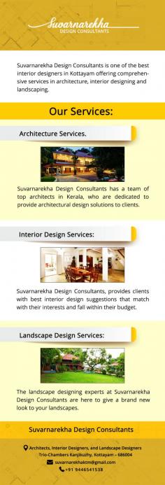 One of the top interior designers in Kottayam, Kerala, Suvarnarekha Design Consultants offers comprehensive services for both residential and commercial interior design. You may be confident that we will find the ideal look for your space because we specialise in a wide variety of design styles.