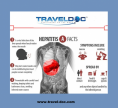 Hepatitis A is an infection of the liver caused by the hepatitis A virus. It is spread through contaminated water and food, especially shellfish or through person to person contact where personal hygiene is poor (faecal-oral route).

Know more: https://www.travel-doc.com/service/hepatitis-a/