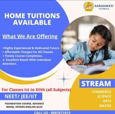 The <a href="https://saraswatitutorials.com/"> home tuition in Dehradun </a> is Saraswati Tutorials. We offer home tutoring for all disciplines from first to twelfth grades. Our staff of highly skilled and qualified educators is committed to giving our students a top-notch education. In accordance with our students' needs, we also offer tuition programmes that are specifically tailored. We give our students access to a secure and encouraging learning environment.