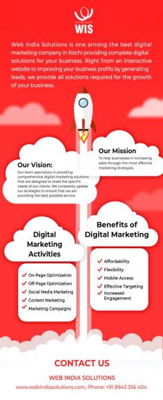 Web India Solutions is the best digital marketing company in Kochi. We help businesses grow through implementation of effective and scalable strategies resulting in increased revenue, brand recognition and consumer engagement. For more details visit https://www.webindiasolutions.com/services/digital-marketing-agency-cochin/