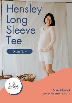 Create an effortlessly chic look with the Hensley Long Sleeve Tee from the Lovemère Essentials collection. The sleeves perfectly drape over your arms for an easy-going feel. It features slanted, crisscross layers that can be lifted for quick nursing access. You can have this tee in three beautiful colors – Dusty Rose, Latte, and Sand. 