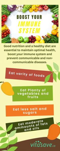 Good nutrition and a healthy diet are essential to maintain optimal health, boost your immune system and prevent communicable and non-communicable diseases.