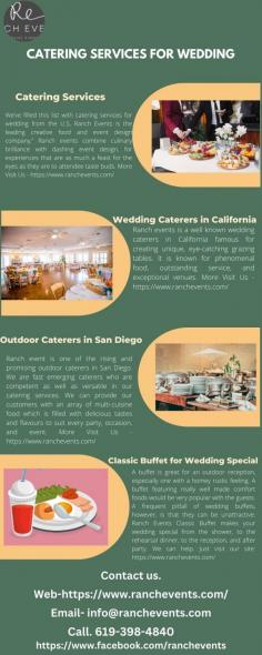 We’ve filled this list with catering services for weddings from the U.S, Ranch Events is the leading creative food and event design company,” Ranch events combine culinary brilliance with dashing event design, for experiences that are as much a feast for the eyes as they are to attendee taste buds.  More Visit Us - https://www.ranchevents.com/