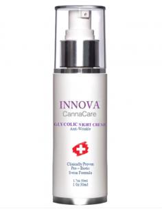 Innova CannaCare’s Glycolic Night Cream is one of the best products on the market when you are looking to buy glycolic night cream online. It is made of a thoroughly-researched formula that contains fruit-based glycolic acid along with oils, butter, botanical extracts, and a proprietary terpene blend. Our cream works to moisturize the skin, enhance the skin’s brightness and remove wrinkles when used as a night cream treatment. It has a soothing effect, works effectively against skin dryness, and proves excellent for anti-aging. Our Glycolic Night Cream prevents irritation and evens the skin tone. Prepare your skin for the next day with our cream and uplift your skin’s radiance. Order on our website today!