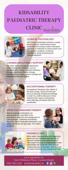 KidsAbility is a multidisciplinary therapy clinic that offers Psycho-educational and Neuropsychological Assessments, Clinical Psychology Services, Speech-Language Therapy, Occupational Therapy, Physiotherapy, Feeding Therapy, Literacy Services and Workshops for parents, educators and allied health professionals.

Website: https://kidsability.ky/