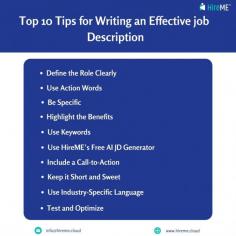 Creating an effective job description is critical for any organization seeking top talent, but it can be challenging to develop a detailed and effective job description that accurately reflects the job's responsibilities, qualifications, and expectations. Please go here to learn about the top ten best ways to write an effective job description: https://bit.ly/3DIeZbp
Use HireME’s Free AI Job Description Generator: https://bit.ly/3YcgqHo
