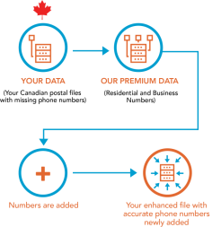 Canadian Phone Append quickly and accurately adds residential and business numbers to your postal files. Send your file to us via a secure online link