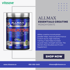 AllMax Creatine Monohydrate Powder is a dietary supplement designed to support athletic performance and muscle strength. Creatine is a naturally occurring substance that is found in small amounts in the body, and is also obtained from food sources such as red meat. When taken as a supplement, creatine is intended to help increase energy levels and improve muscle performance during high-intensity exercises such as weightlifting and sprinting. Order from Vitasave.