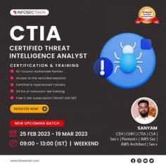 Certified Threat Intelligence Analyst (CTIA) from EC-Council is a credentialing certification and training program. This highly valued certification has been exclusively devised in collaboration with threat intelligence and cybersecurity experts worldwide

https://www.infosectrain.com/courses/certified-threat-intelligence-analyst-ctia-certification-training/