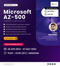 Join Microsoft AZ-500 Training course at InfoSecTrain to get a better insight into Azure security core services and capabilities. This training is based on the certification curriculum.AZ-500 online training will help you to learn the efficient way to implement secure infrastructure solutions in the Microsoft Azure platform.

https://www.infosectrain.com/courses/az-500-microsoft-azure-security-technologies-training/
