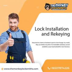 Our skilled locksmiths will respond quickly to your call and install the lock as soon as possible. For more detail visit us at  https://www.themonkeylocksmiths.com/ or contact us at 650-787-4226 Address: San Francisco, CA #TheMonkeyLocksmith #SanFrancisco #CA
