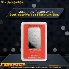 Secure your future with Scotiabank's 1 oz platinum bar - a wise investment choice that will shine for years to come. Contact us today at (718) 507-8787 for more information or visit our website.