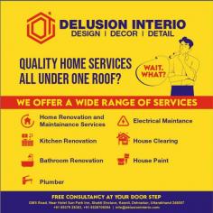 Delusion Interio Services in Dehradun 

Home Maintenance & Renovation services now available in Dehradun Delusion Interio provide you with the best home renovation, home cleaning, and kitchen bathroom renovation within your budget. 

Visit - https://www.delusioninterio.com/
