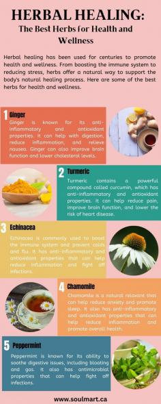 Herbal Healing: The Best Herbs for Health and Wellness

In this infographic, we will explore some of the most popular herbs used for health and wellness purposes. From soothing anxiety to boosting immunity, these herbs have been used for centuries to promote overall well-being.
