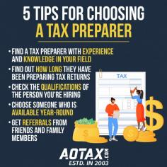 Learn how to choose a reliable and experienced tax preparer with our top tips and avoid potential pitfalls. Your Guide to Hassle-Free Tax Season!
AoTax