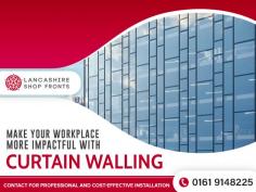 Curtain walling installation is a difficult task that necessitates the use of specialised equipment. Lancashire Shop Fronts provides a variety of curtain walling installation services to meet your specific needs. Our experts will collaborate with you to design, manufacture, and install a custom solution that meets your requirements and budget. Please call us at 07730 286838 or email us at info@lancashireshopfronts.co.uk. 