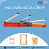 Hand sealing machine is ideal for sealing hand sealable poly pouches. It can be used for packing solid based, paste based and liquid based products. Ideal for use in shops, bakeries, packaging products. It is hand operated, impulse sealing. It gives a sealing length of 12", 18", 24". It has a adjustable heat adjustor and audio and visual sealing indicators. It also comes with round element for sealing and cutting simultaneously.